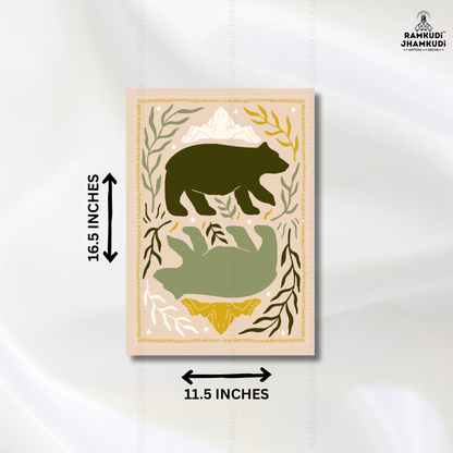 Bear Abstract Wall Art for Living Room | Nature Inspired Animal Wall Decor | 5MM Acrylic Modern Aesthetic Wall Painting India | Made in India by Ramkudi Jhamkudi