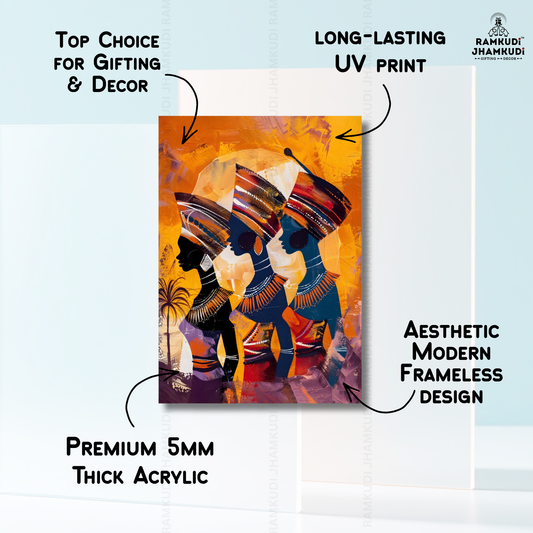 Afro Style Wall Painting | UV Printed Glossy Frame | Modern Home Decor & Luxury Gifting India