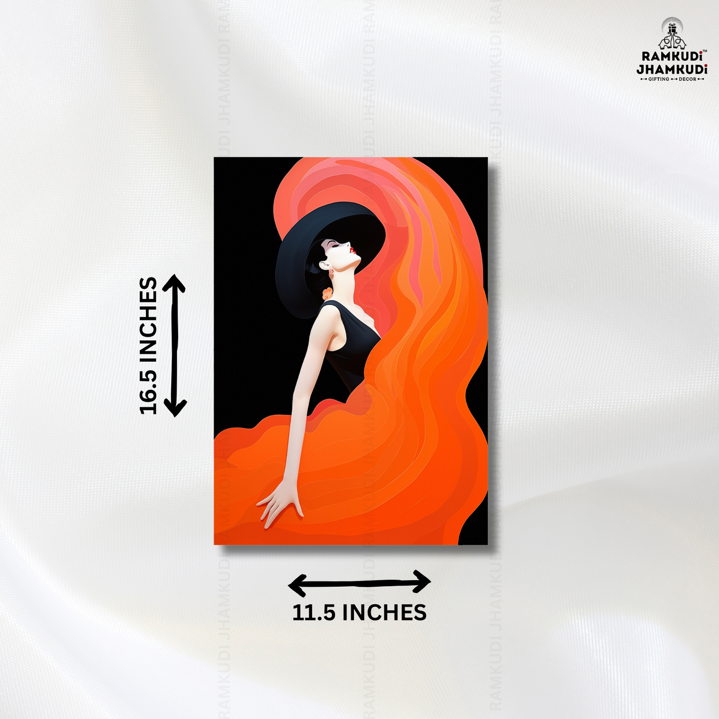 Flame Elegance Lady Acrylic Wall Art – UV Printed Glossy Wall Decor | Modern Fashion Illustration | Luxury Gifting India | Ramkudi Jhamkudi ✨🎁