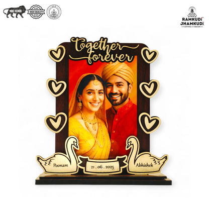 Personalized Wooden Photo Frame | Custom Gift for Anniversary, Wedding, Husband, Wife, Couple