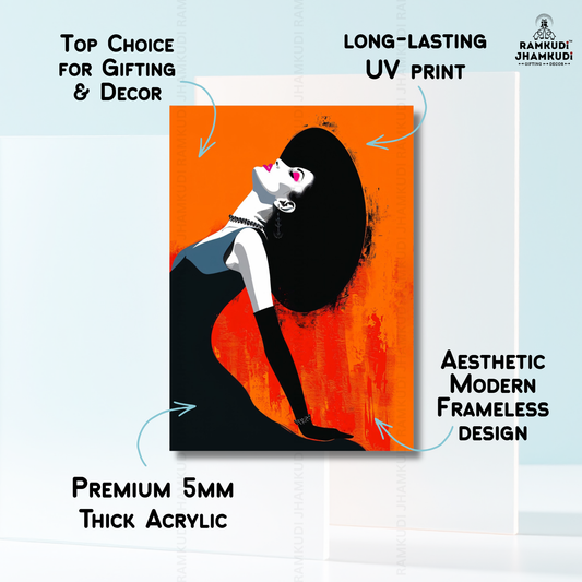 Bold Woman Abstract Wall Art | Fashion Statement Wall Decor | Modern Aesthetic Wall Painting | 5MM Acrylic Wall Art India | Made in India by Ramkudi Jhamkudi