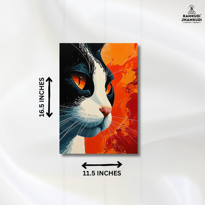 Fiery Cat Gaze Acrylic Wall Art – Premium 5MM UV Printed Glossy Wall Decor | Luxury Gifting India | Ramkudi Jhamkudi 🎨✨