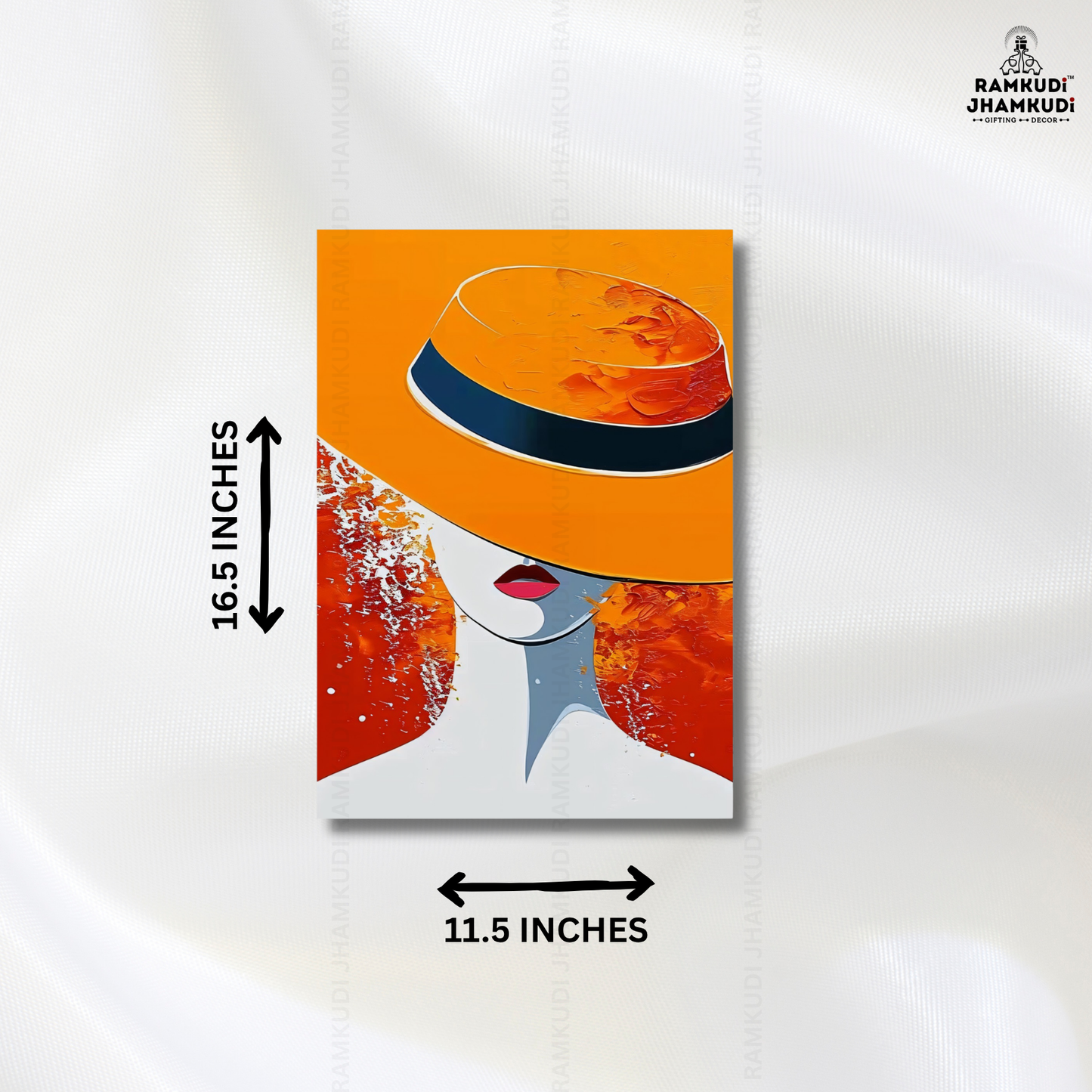 Elegant Woman Hat Wall Art | Modern Fashion Illustration Wall Decor | Bold Aesthetic Wall Painting India | Made in India by Ramkudi Jhamkudi