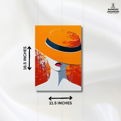 Elegant Woman Hat Wall Art | Modern Fashion Illustration Wall Decor | Bold Aesthetic Wall Painting India | Made in India by Ramkudi Jhamkudi