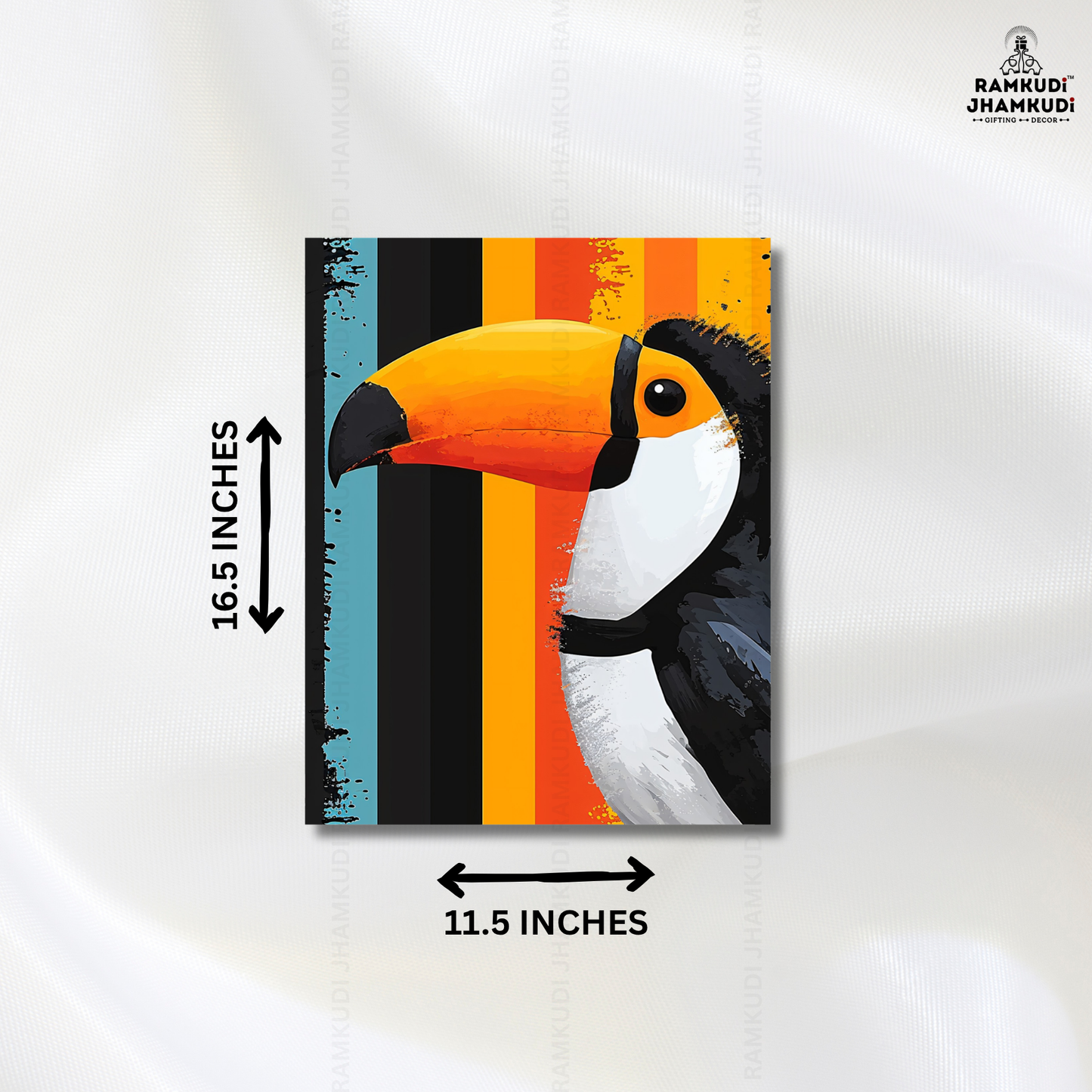 Colorful Toucan Wall Art | Fun Tropical Bird Wall Decor | Vibrant Aesthetic Wall Painting India | Made in India by Ramkudi Jhamkudi