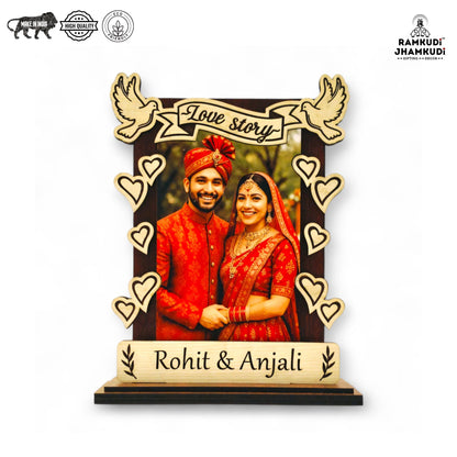 Custom Photo Frame for Couples by Ramkudi Jhamkudi – Personalized Wedding & Anniversary Gift for Him, Her, Husband, Wife, or Partner