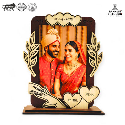Custom Name, Date & Photo Frame – Romantic Gift for Anniversary, Wedding, Couples, Husband & Wife, Him or Her