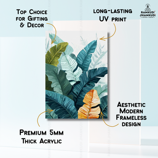 Tropical Luxe Leaf Wall Art – Premium Statement Décor | Ramkudi Jhamkudi