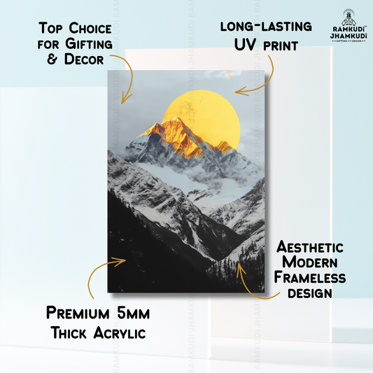Golden Peak Luxury Wall Art – Premium Acrylic Wall Decor | Ramkudi Jhamkudi