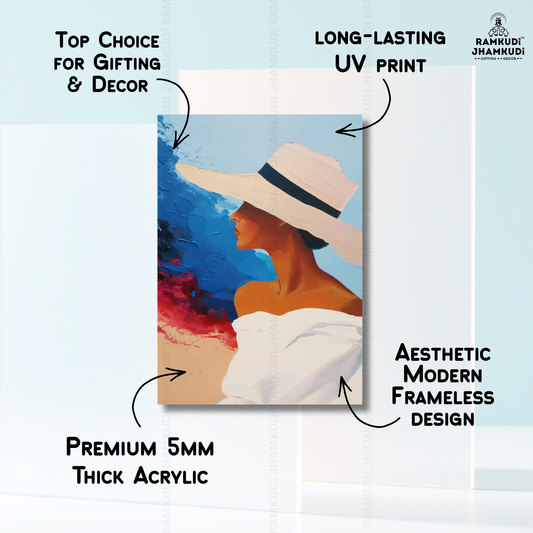 “Sunset Muse” – Elegant Beach Vibes Abstract Wall Art 👒🎨