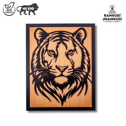 Ramkudi Jhamkudi™ 2 Layer Tiger Wall Art | Bold Wildlife Design | Premium MDF Wood | Artistic Jungle Decor for Home, Office & Studios | Made in India | Unique Gift for Nature Lovers