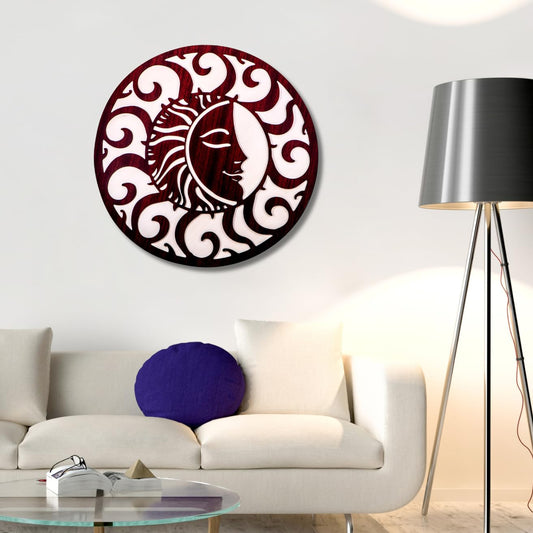 Ramkudi Jhamkudi Sun & Moon Wall Art – 2 Layer Premium Wooden MDF Décor | Celestial Boho Design | Wall Hanging for Living Room, Bedroom, Office | Made in India | Unique Gift Idea (STYLE A)