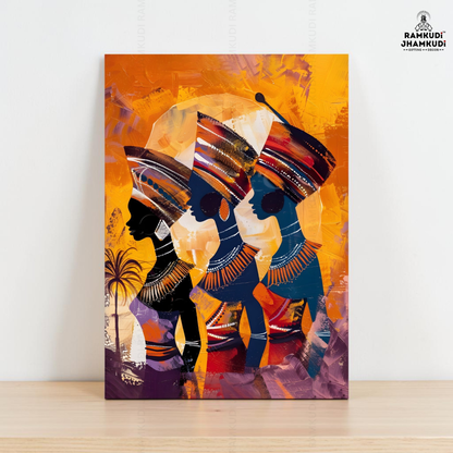 Afro Style Wall Painting | UV Printed Glossy Frame | Modern Home Decor & Luxury Gifting India
