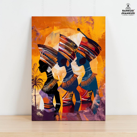Afro Style Wall Painting | UV Printed Glossy Frame | Modern Home Decor & Luxury Gifting India