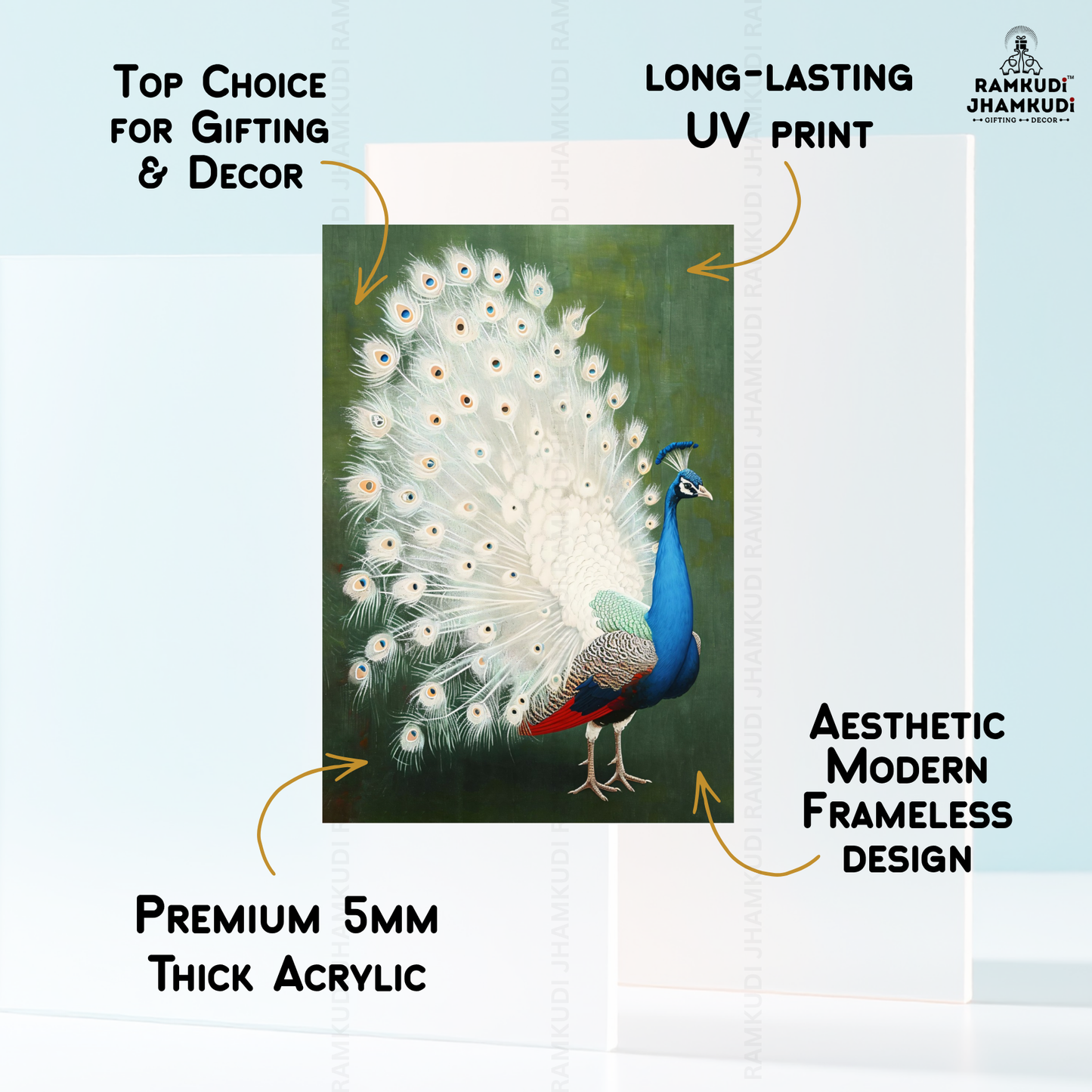 Royal Peacock Wall Art | Elegant Bird Wall Decor | Vibrant Nature Wall Painting India | Made in India by Ramkudi Jhamkudi