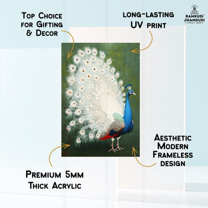 Royal Peacock Wall Art | Elegant Bird Wall Decor | Vibrant Nature Wall Painting India | Made in India by Ramkudi Jhamkudi