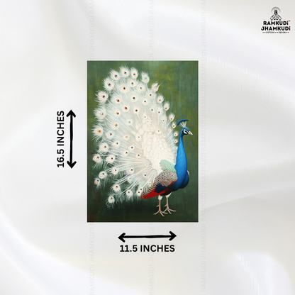 Royal Peacock Wall Art | Elegant Bird Wall Decor | Vibrant Nature Wall Painting India | Made in India by Ramkudi Jhamkudi
