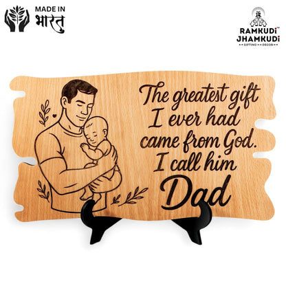 Ramkudi Jhamkudi™ Father’s Plaque | Fun & Stylish Engraved Wooden Desk Plaque with Stand | Trendy MDF Gift for Dad | Father’s Day, Birthday & Home Décor | Made in India