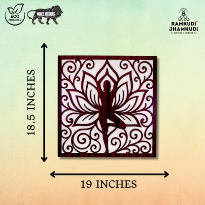 Ramkudi Jhamkudi™ 2 Layer Tree Pose Yoga Wall Art | Vrikshasana Design | Premium MDF Wood | Boho Spiritual Decor for Home, Yoga Studios & Offices | Made in India | Great Gift Idea