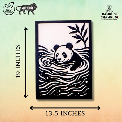 Ramkudi Jhamkudi™ Panda Wall Art – 2 Layer Wooden MDF Animal Wall Decor | Cute Modern Design for Kids Room, Nursery, Home, Office, Studio | Premium Finish | Made in India
