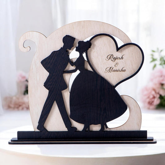 Personalised Couple Showpiece with Name | Romantic Heart Silhouette Table Decor | Gift for Wife Husband Girlfriend Boyfriend | Anniversary Birthday Wedding Gift | Home Décor