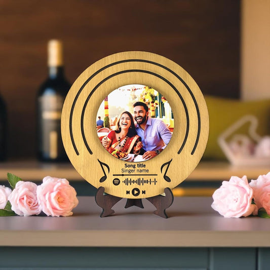 Ramkudi Jhamkudi Personalized Spotify Music Frame – Custom Wooden Plaque with Photo, Song Title & Scannable Spotify Code – Unique Gift for Couples, Birthday, Anniversary, or Home Decor