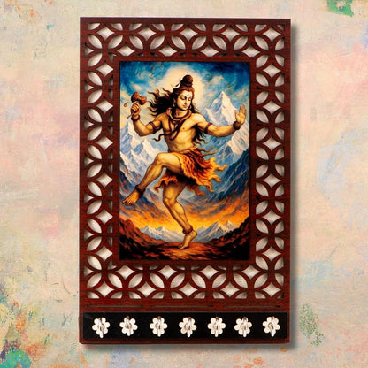 Ramkudi Jhamkudi™ Shiva Tandav Wooden Key Holder – 2 Layer Premium MDF, 7 SS Hooks – Powerful & Artistic Wall Décor – Made in India
