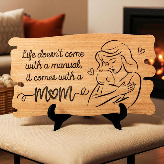 Ramkudi Jhamkudi™ Wooden Mom Plaque – Premium Engraved MDF Gift with Stand, Elegant Mother’s Day & Birthday Décor