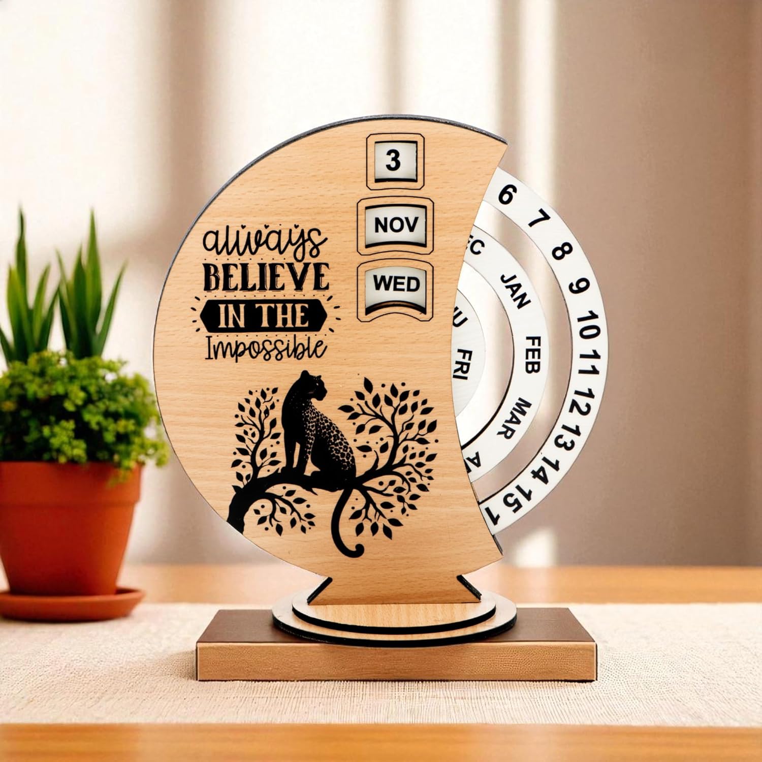 Ramkudi Jhamkudi Wooden Perpetual Calendar for Desk | Motivational Quote Prints | Made in India | Reusable Lifetime Table Calendar for Office, Study, Gifting | Minimal Aesthetic Decor Piece (DESIGN D)