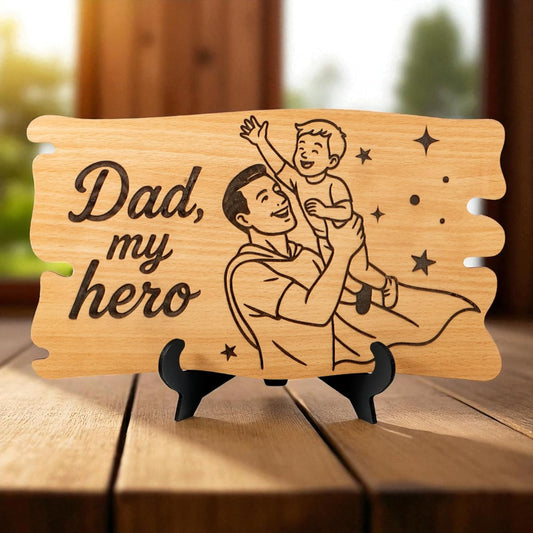 Ramkudi Jhamkudi™ Father’s Plaque | Fun & Trendy Engraved Wooden Desk Plaque with Stand | Premium MDF, Unique Dad Design | Gift for Dad, Father’s Day, Birthday | Made in India