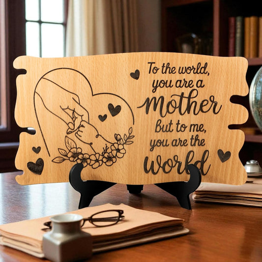Ramkudi Jhamkudi™ Wooden Mom Plaque – Premium Engraved MDF, Elegant Mother’s Gift with Stand, Made in India