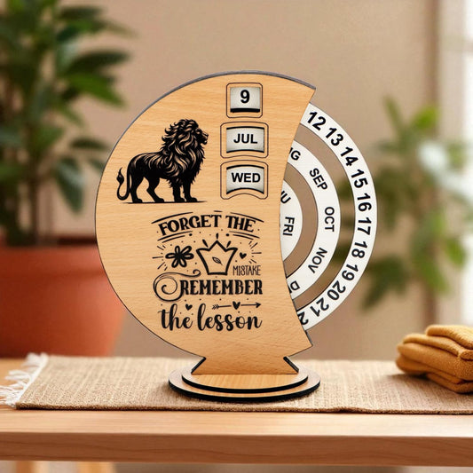Ramkudi Jhamkudi Wooden Perpetual Calendar for Desk | Motivational Quote Prints | Made in India | Reusable Lifetime Table Calendar for Office, Study, Gifting | Minimal Aesthetic Decor Piece (DESIGN A)