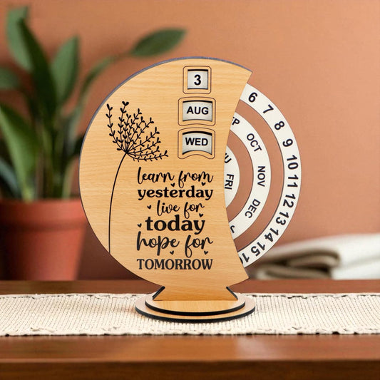 Ramkudi Jhamkudi Wooden Perpetual Calendar for Desk | Motivational Quote Prints | Made in India | Reusable Lifetime Table Calendar for Office, Study, Gifting | Minimal Aesthetic Decor Piece (DESIGN C)