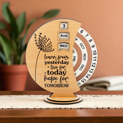 Ramkudi Jhamkudi Wooden Perpetual Calendar for Desk | Motivational Quote Prints | Made in India | Reusable Lifetime Table Calendar for Office, Study, Gifting | Minimal Aesthetic Decor Piece (DESIGN C)