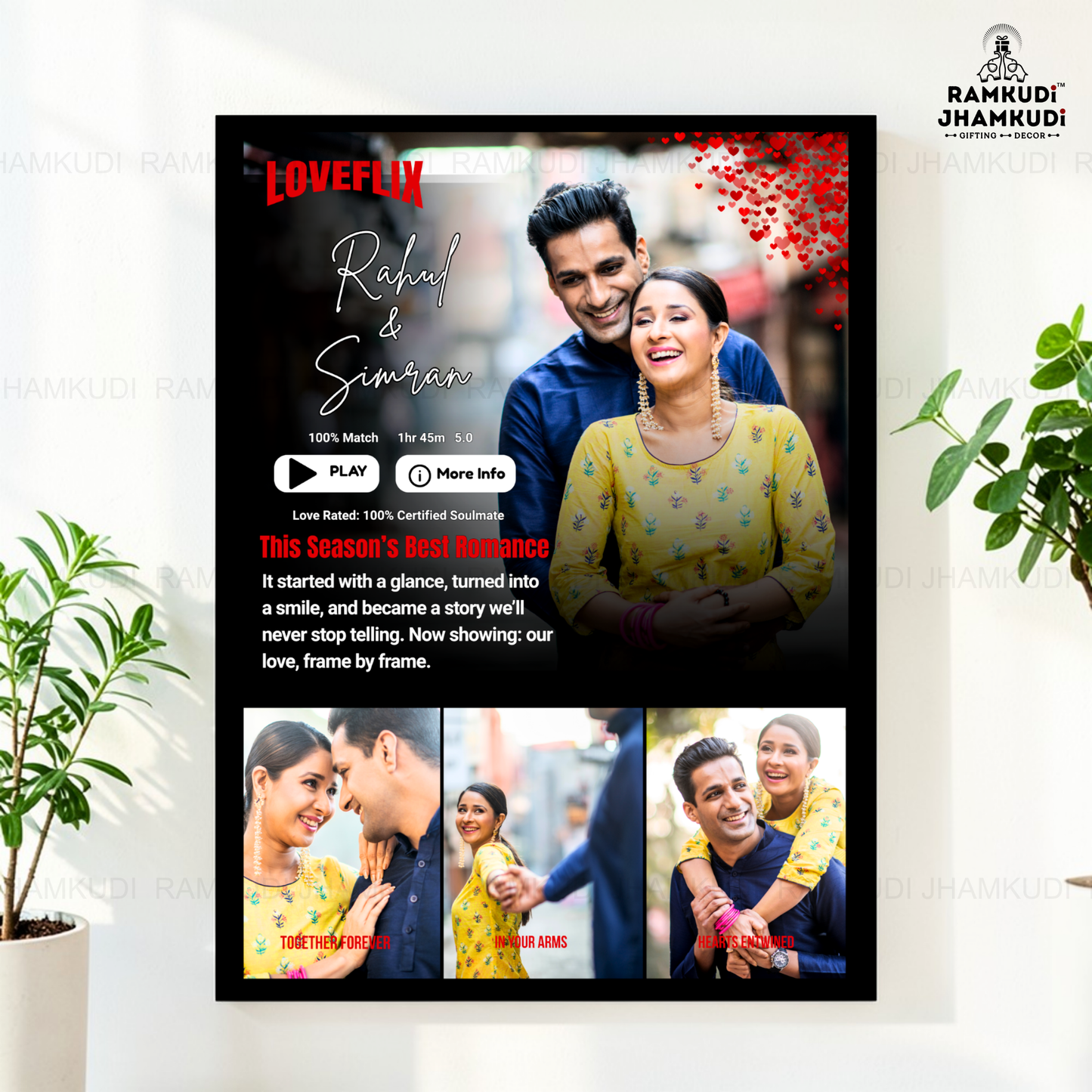 Netflix Style Personalised Acrylic Frame | Custom Couple Photo Frame | Anniversary Gift | Premium UV Printed Wall Art | Ramkudi Jhamkudi™